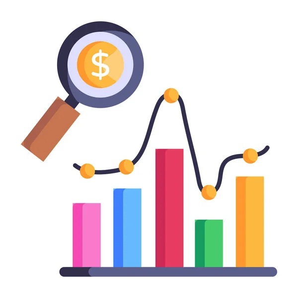 Gráfico Crecimiento Financiero Con Dólar Diseño Ilustración Vectores Lupa — Vector de stock