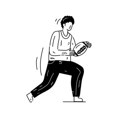 Ragbi oynayan bir adamın vektör çizimi