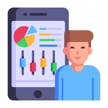 cep telefonu ve adam, vektör illüstrasyon tasarımı