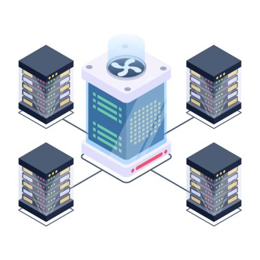 sunucu odası simgesi, veritabanı konsepti, vektör illüstrasyon tasarımı