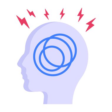 Fikir simgesi, vektör illüstrasyonlu insan kafası