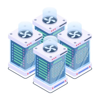 sunucu odası simgesi, veritabanı konsepti, vektör illüstrasyon tasarımı