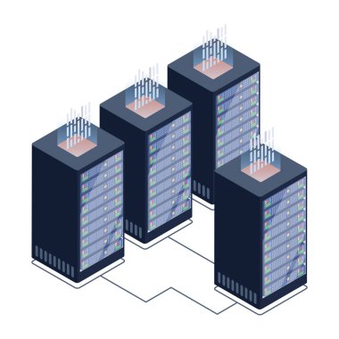 sunucu odası simgesi, veritabanı konsepti, vektör illüstrasyon tasarımı