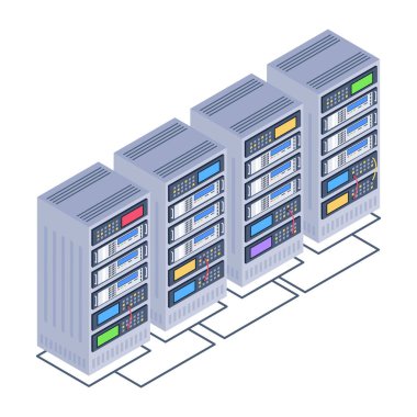 sunucu odası simgesi, veritabanı konsepti, vektör illüstrasyon tasarımı