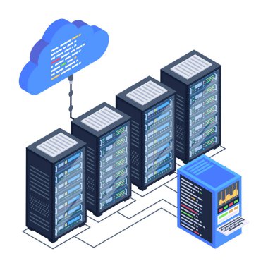 sunucu odası simgesi, veritabanı konsepti, vektör illüstrasyon tasarımı