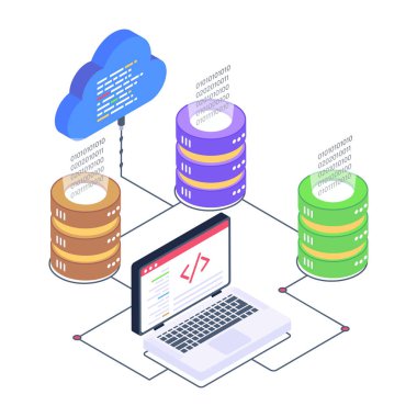 sunucu odası simgesi, veritabanı konsepti, vektör illüstrasyon tasarımı