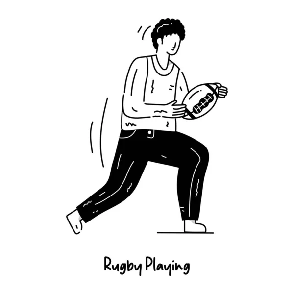 Vector Illustration Man Playing Rugby — Vettoriale Stock