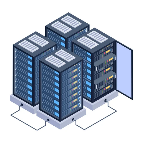 Icona Della Sala Server Concetto Database Progettazione Illustrazione Vettoriale — Vettoriale Stock