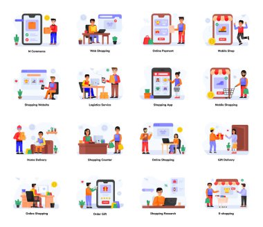 iş ve finans daire simgeleri ayarlandı. vektör illüstrasyonu