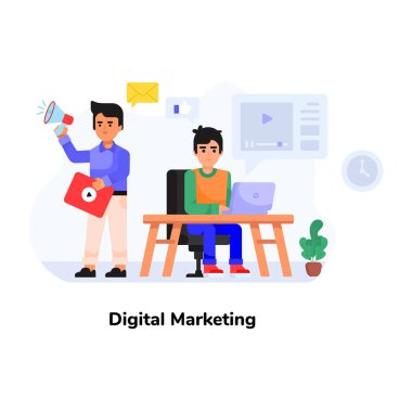 Ofiste birlikte çalışan iş adamları. düz tasarım vektör çizimi