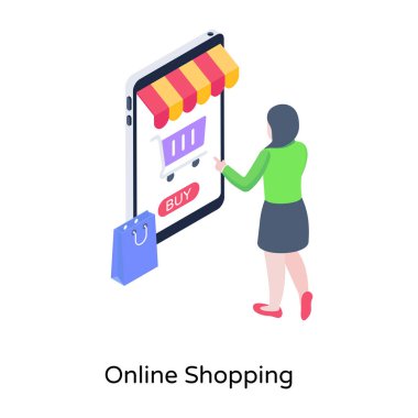 İnternetten alışveriş. düz dizayn. vektör illüstrasyonu