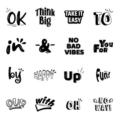 El yazısıyla yazılmış alıntılar. vektör illüstrasyonu.