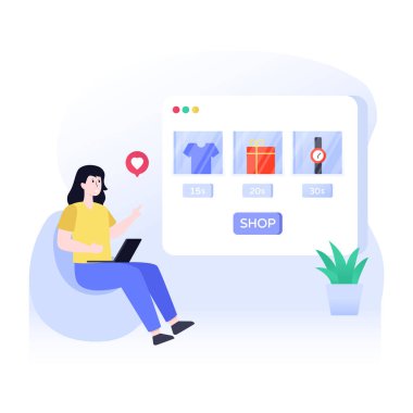 İnternetten alışveriş. düz dizayn. vektör illüstrasyonu