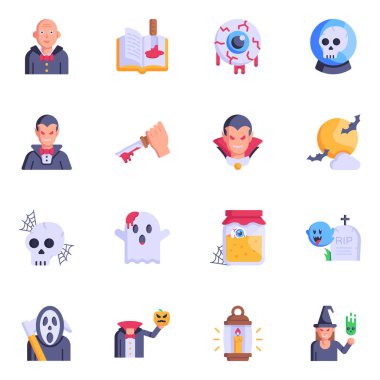 Cadılar Bayramı simgeler, vektör çizim set