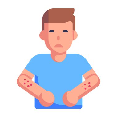 Mavi gözlü adam ve kırmızı bandaj vektör çizim tasarımı