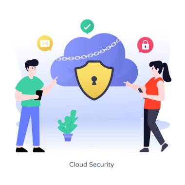 Akıllı telefon ve asma kilit vektör çizim tasarımı olan adam