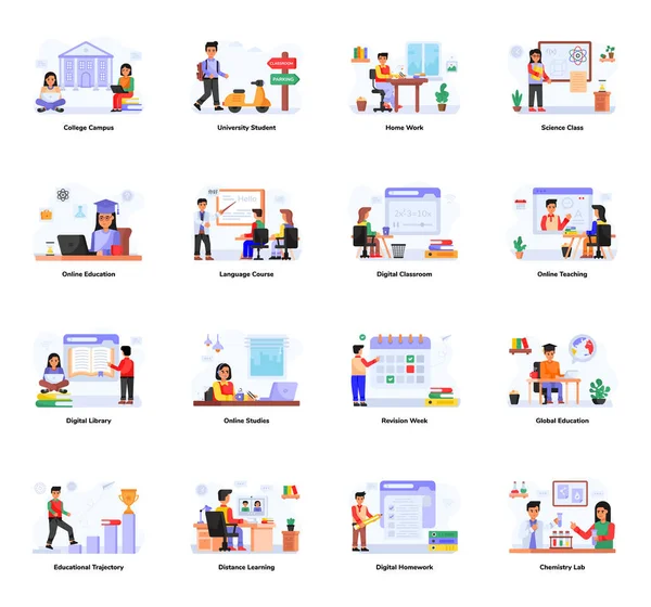 Modern ofis vektör illüstrasyonunda birlikte çalışan iş adamları, iş simgeleri kümesi