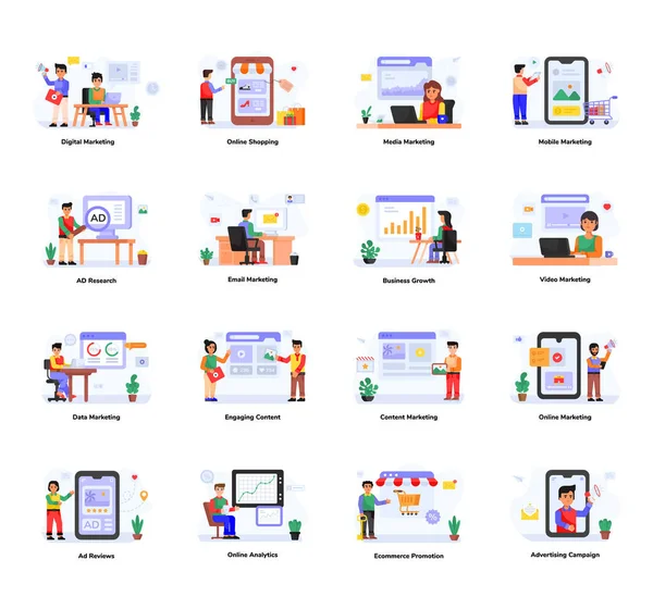 iş ve finans düz vektör simgeleri belirlendi