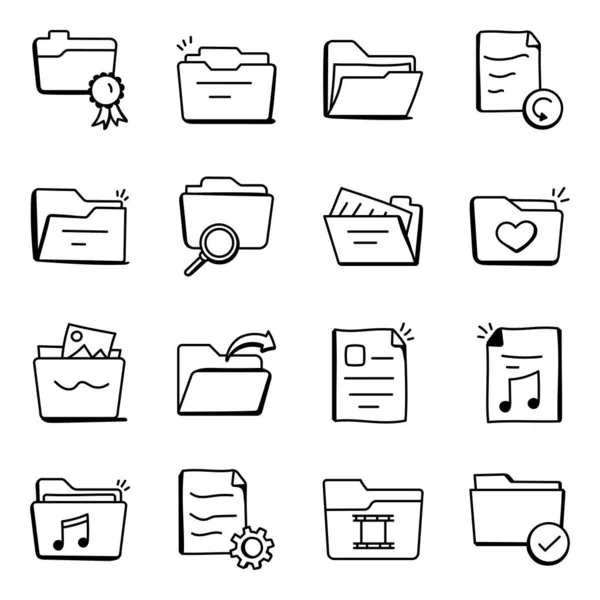 Los Iconos Carpeta Del Archivo Fijan Icono Del Vector Para — Vector de stock