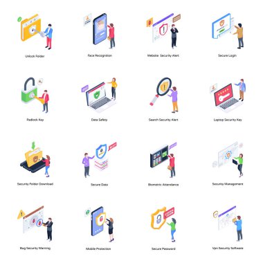 İş simgeleri ayarlandı. Vektör illüstrasyonu