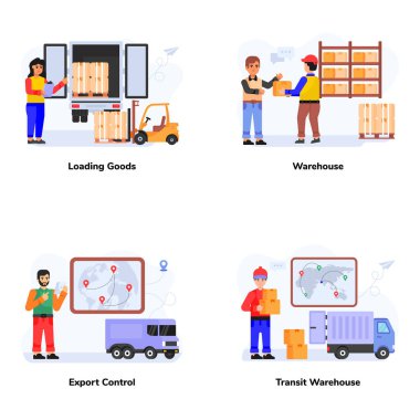 Teslimat hizmeti kavramı. Düz tasarımın vektör illüstrasyonu
