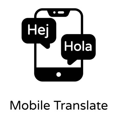 Mobil Çeviri karikatürü, vektör illüstrasyonu