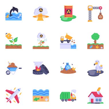 vektör illüstrasyonu, ekoloji tema simgeleri kümesi