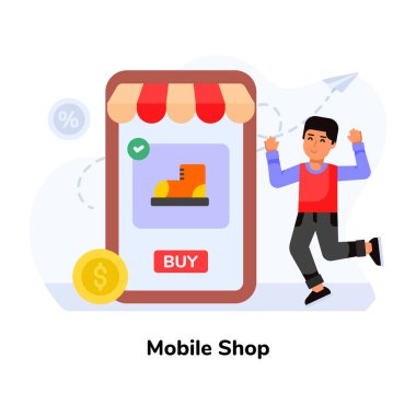 İnternetten alışveriş. düz dizayn. vektör illüstrasyonu