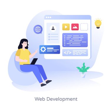 Web Geliştirme karikatürü, vektör illüstrasyonu