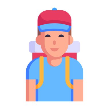 Gezgin karikatürü, vektör illüstrasyonu