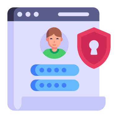 Profil Güvenliği karikatürü, vektör çizimi