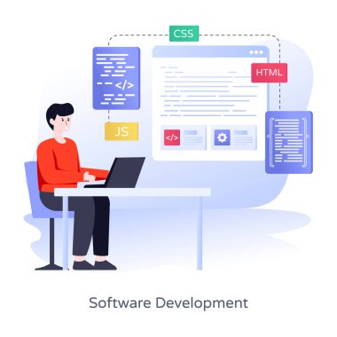 Belgeli bir adam ve dizüstü bilgisayarın vektör çizimi