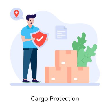 Kutu taşıyıcı illüstrasyon tasarımı ile teslimatçı