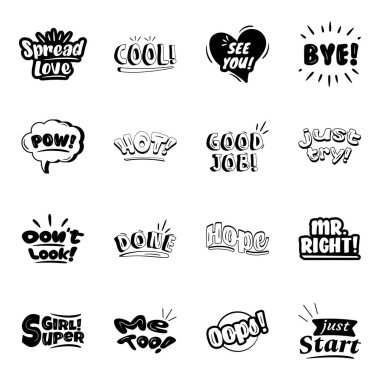 Bir dizi vektör el karalama alıntıları çizdi.