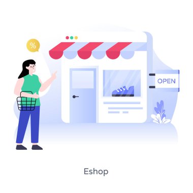 İnternetten alışveriş. düz dizayn. vektör illüstrasyonu