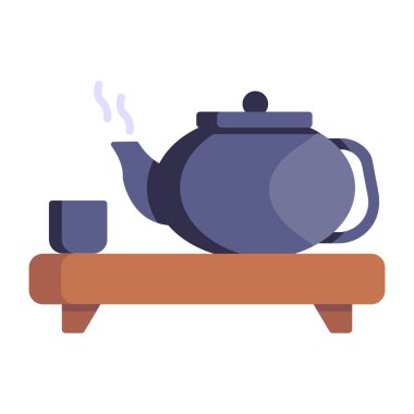 Sıcak kahve ve çaydanlık vektör illüstrasyon grafik tasarımı