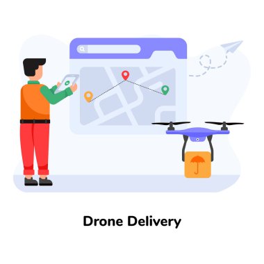 Drone. Web simgesi vektör illüstrasyonu