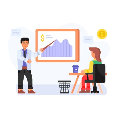 Ofiste çalışan iş adamları. vektör illüstrasyonu