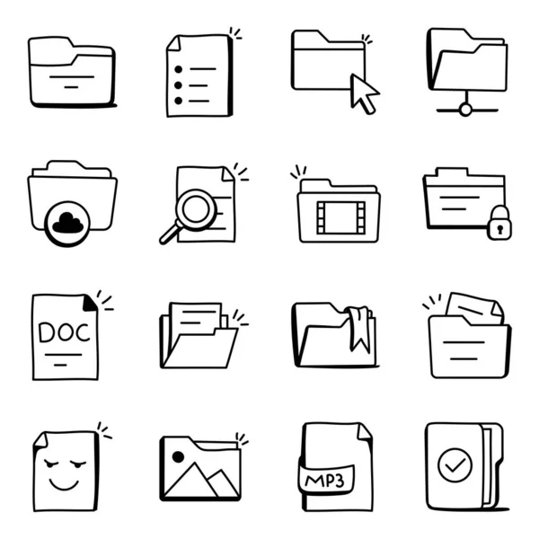 Los Iconos Carpeta Del Archivo Fijan Icono Del Vector Para — Vector de stock