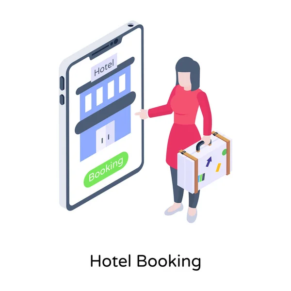 Hotel Booking Cartoon Vektorové Ilustrace — Stockový vektor