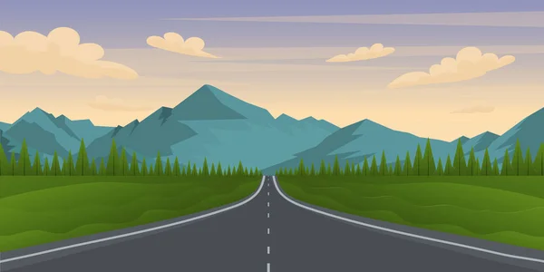 Paisaje Con Carretera Montaña Ilustración — Vector de stock