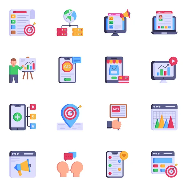 Flat Design Concept Seo Marketing Icons — Stock Vector