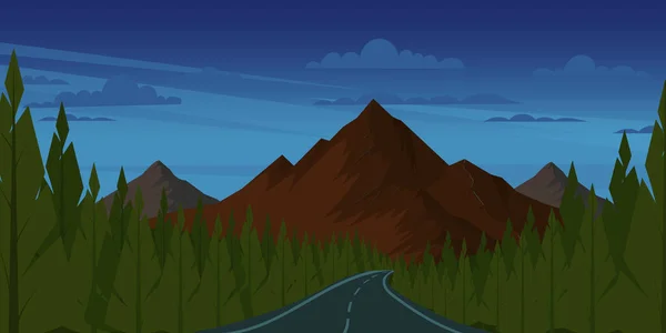 Hermoso Paisaje Con Carretera Montaña Bosque — Vector de stock