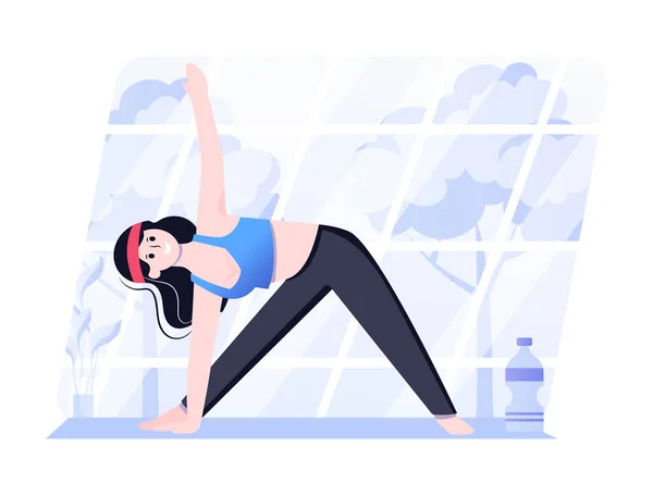 Woman Doing Yoga Exercises Illustration — Stockvektor
