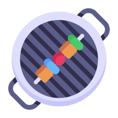 BBQ Grill karikatürü, vektör illüstrasyonu