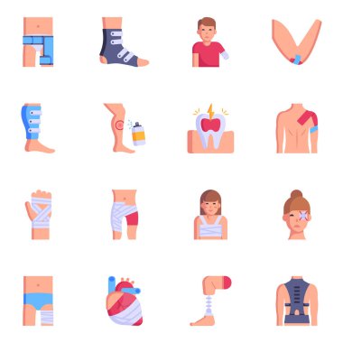 Çizgi film setini, vektör illüstrasyonunu incitir