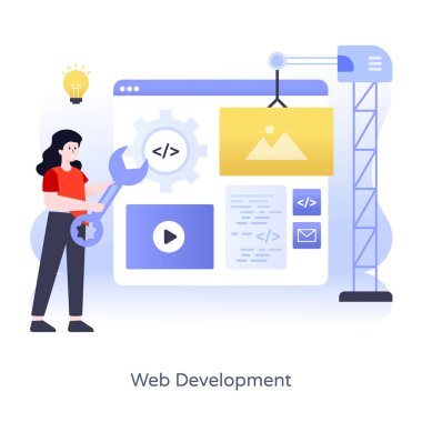 Web Geliştirme karikatürü, vektör illüstrasyonu