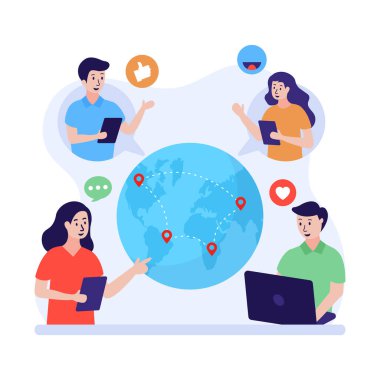 Halkla İlişkiler çizgi filmi, vektör illüstrasyonu