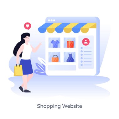 İnternetten alışveriş. düz dizayn. vektör illüstrasyonu