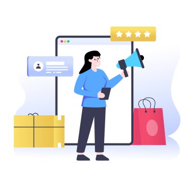 İnternetten alışveriş. düz dizayn. vektör illüstrasyonu